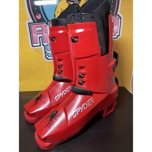 Vintage Hanson SPYDER Red Plastic 1980s Downhill Ski Boots 26.5 / M 8.5